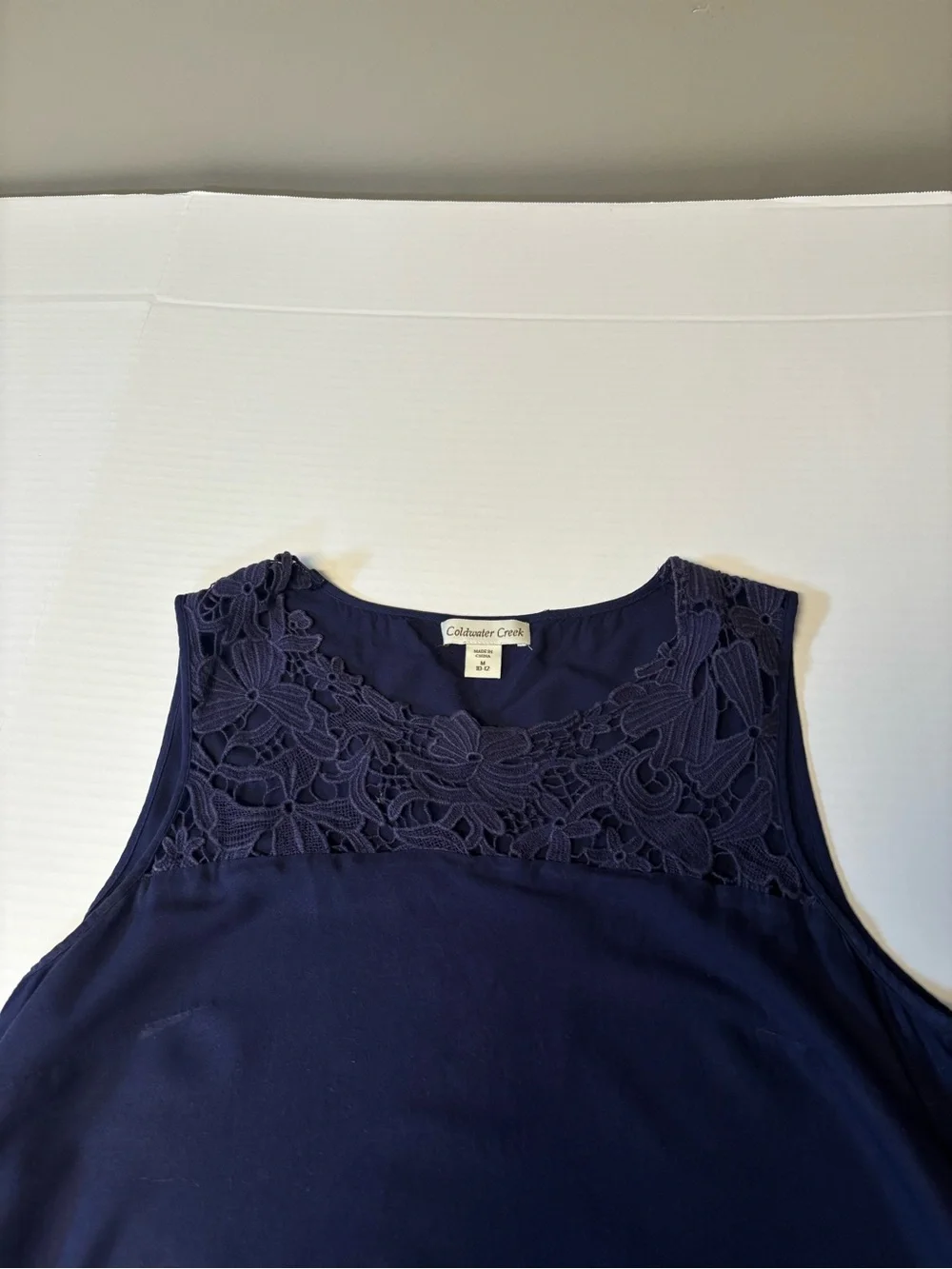 Coldwater Creek Navy Lace Yoke Sleeveless Tank - Picture 3 of 7